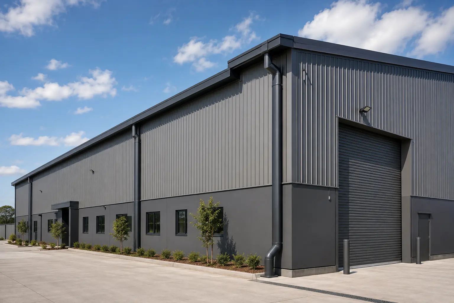 Industrial building illustrating a box gutter solution